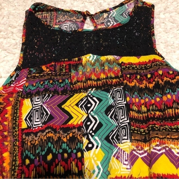 BONGO Artsy Bohemian Aztec 100% Rayon Short One Piece Romper Womens Size Large - Picture 3 of 10